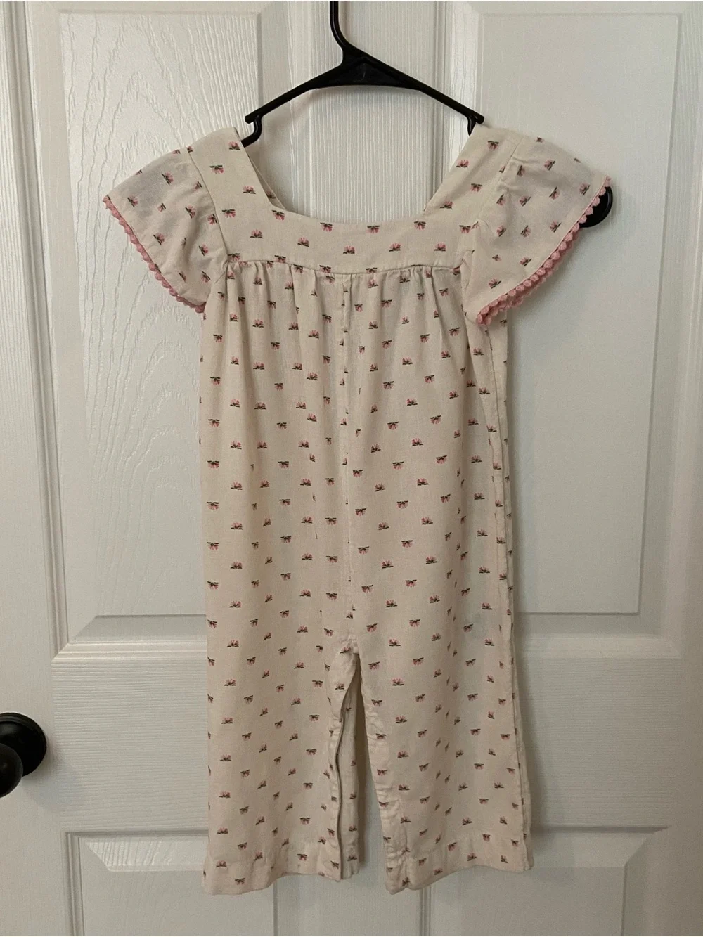 Old Navy Cream One-Piece Bodysuit with Pink Trim